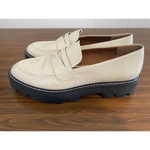 Franco Sarto Chunky Penny Loafers Preppy Shoes Size 9M Off White Ivory Slip On